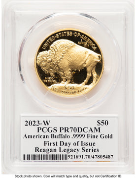 2023-W Proof Gold Buffalo 1 oz FDI Reagan Legacy Series Michael Reagan Picture PCGS PR70