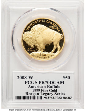 2008-W Proof Gold Buffalo 1 oz PCGS PR70 Michael Reagan