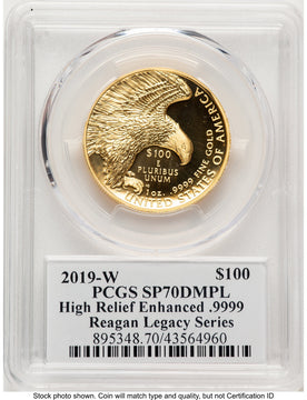 2019-W G$100 American Liberty High Relief Enhanced DMPL Reagan Legacy Series Michael Reagan Picture PCGS MS70 (784097056)
