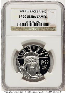 1999-W Proof Platinum Eagle 1 oz Brown Label NGC PF70