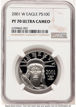 2001-W Proof Platinum Eagle 1 oz Brown Label NGC PF70 (784122008)