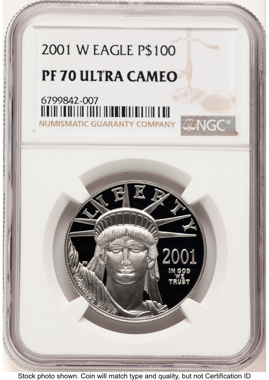 2001-W Proof Platinum Eagle 1 oz Brown Label NGC PF70 (784122008)