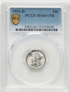 1931-D 10C FB Mercury Dime PCGS MS66+