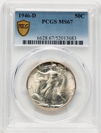 1946-D 50C Walking Liberty Half Dollar PCGS MS67 (784128010)