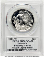 2021-W Palladium Eagle 1 oz FDI Reagan Legacy Series Michael Reagan Picture PCGS PR70