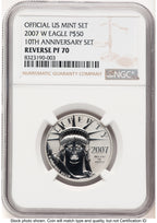 2007-W Reverse Proof Platinum Eagle 1/2 oz Brown Label NGC PF70 (784188013)