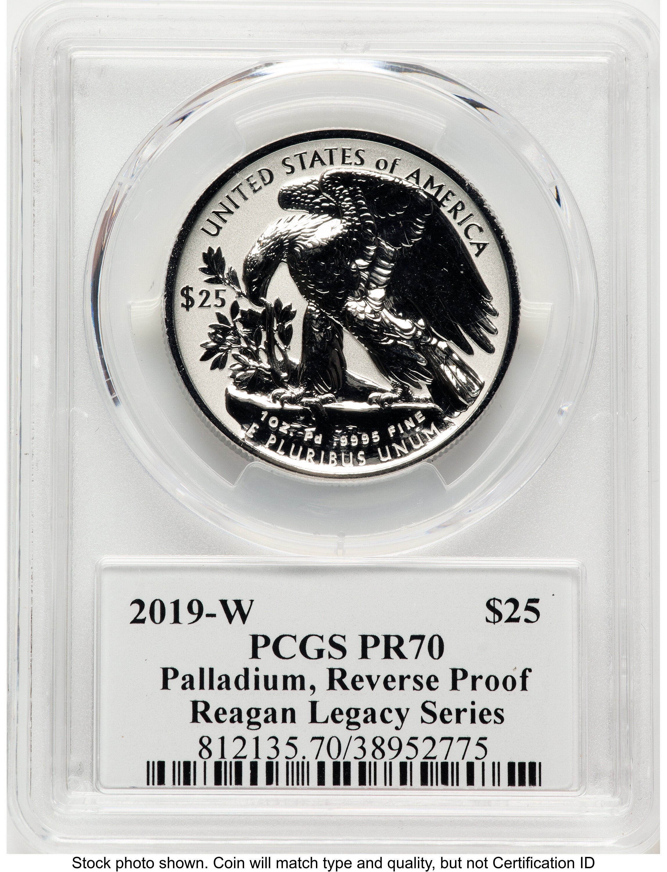 2019-W Palladium Eagle 1 oz REV Reagan Legacy Series Michael Reagan PCGS PR70