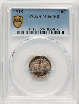 1918 10C FB Mercury Dime PCGS MS66