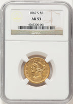 1867-S $5 Liberty Half Eagle NGC AU53