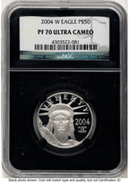 2004-W Proof Platinum Eagle 1/2 oz Black Label NGC PF70