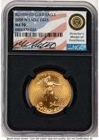 2008-W Burnished Gold Eagle 1/2 oz Miles Standish NGC MS70