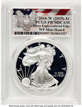 2016-W Proof Silver Eagle 1 oz WP Mint Hoard Heraldic Eagle Flag PCGS PR70