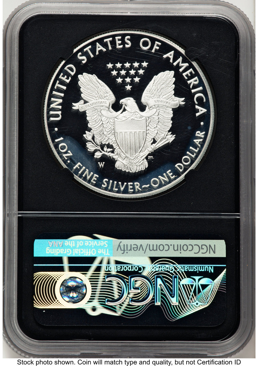2020-W Proof Silver Eagle 1 oz FDI Eagle Ribbon Label NGC PF70