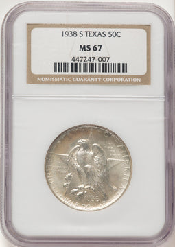 1938-S 50C Texas Commemorative Silver NGC MS67