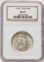 1938-S 50C Texas Commemorative Silver NGC MS67