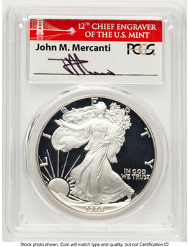 1988-S Proof Silver Eagle 1 oz John Bridge PCGS PR70 Mercanti