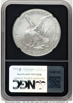 2024-W Burnished Silver Eagle 1 oz AR David J Ryder TBE Label NGC MS70