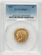 1911 $5 Indian Half Eagle PCGS MS62+