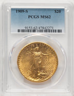 1909-S $20 Saint-Gaudens Double Eagle PCGS MS62