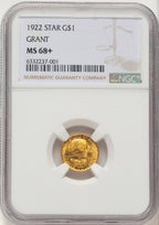 1922 G$1 Grant With Star Commemorative Gold NGC MS68+