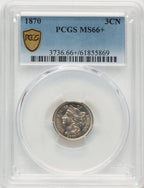 1870 3CN Three Cent Nickel PCGS MS66+