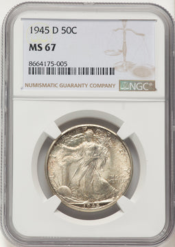 1945-D 50C Walking Liberty Half Dollar NGC MS67