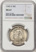 1945-D 50C Walking Liberty Half Dollar NGC MS67