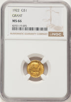1922 G$1 Grant No Star Commemorative Gold NGC MS66