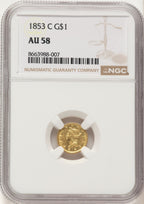 1853-C G$1 Gold Dollar NGC AU58
