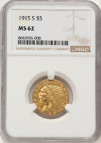 1915-S $5 Indian Half Eagle NGC MS62