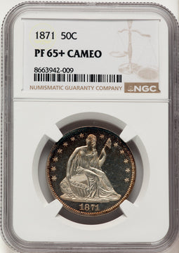 1871 50C CA Proof Seated Half Dollar NGC PR65+