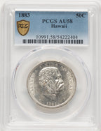 1883 Hawaii Half Dollar Coins of Hawaii PCGS AU58