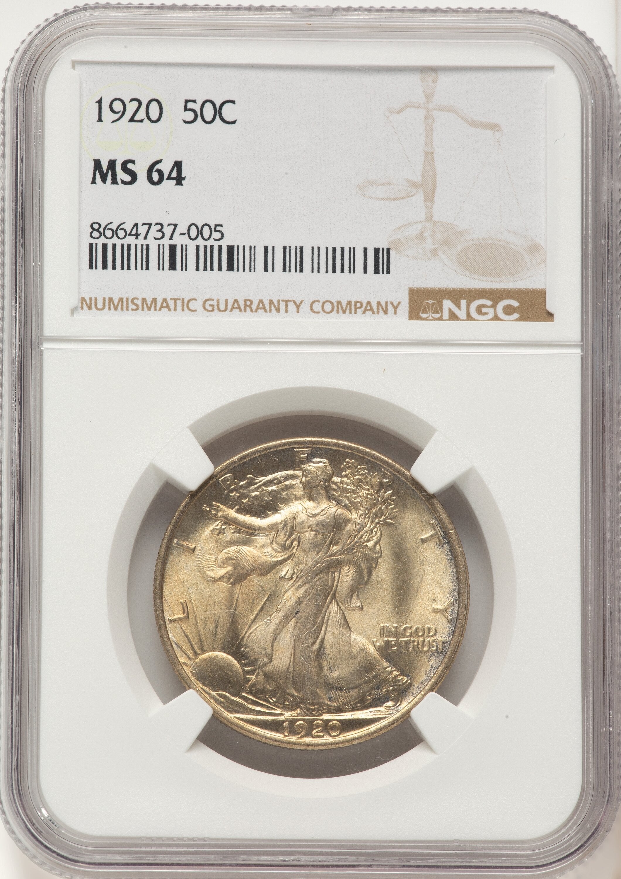 1920 50C Walking Liberty Half Dollar NGC MS64