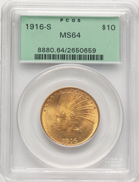 1916-S $10 Indian Eagle PCGS MS64
