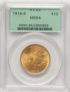 1916-S $10 Indian Eagle PCGS MS64