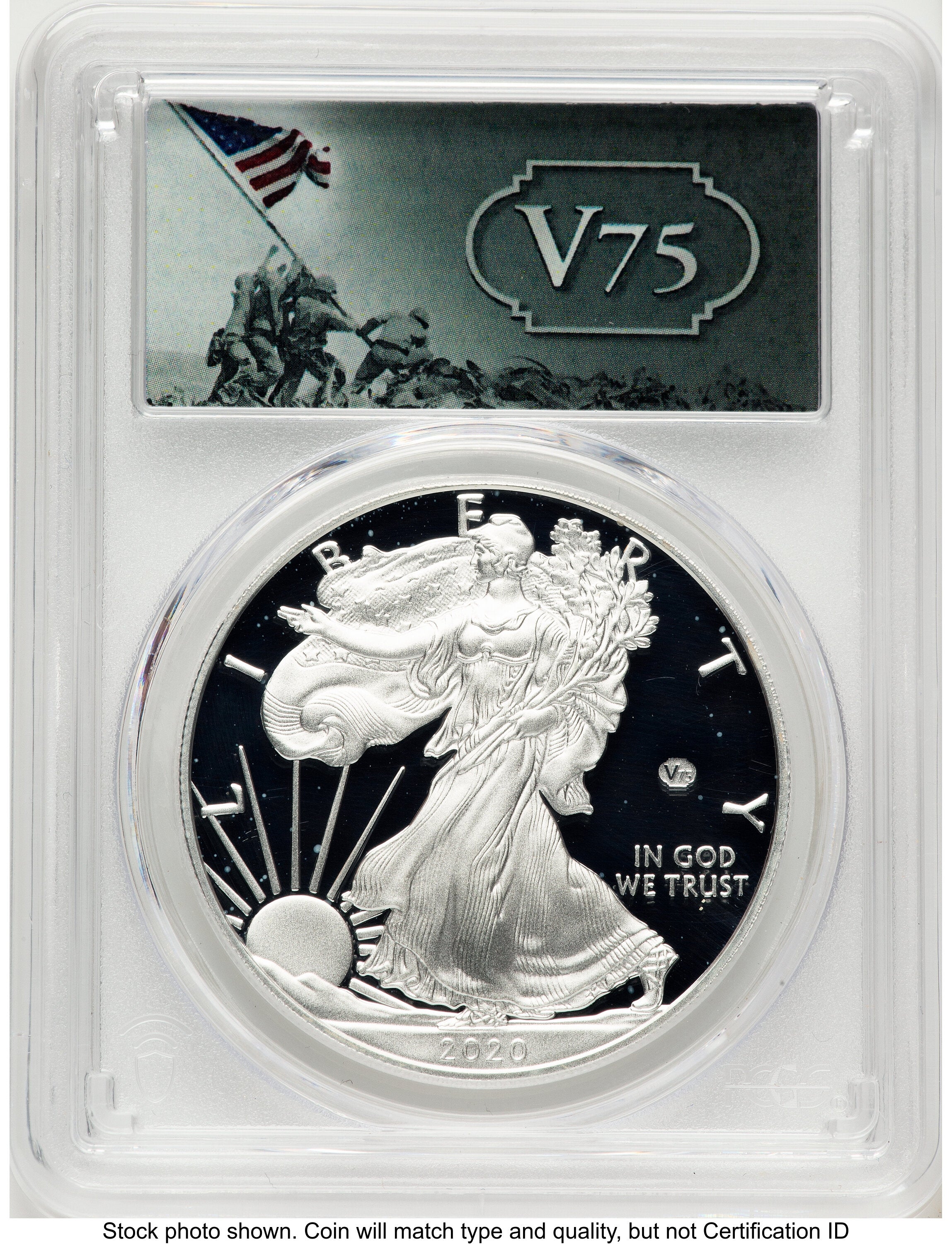 2020-W Proof Silver Eagle V75 Privy 1 oz FS V75 Label PCGS PR70