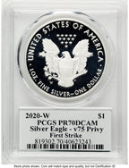 2020-W Proof Silver Eagle V75 Privy 1 oz FS V75 Label PCGS PR70