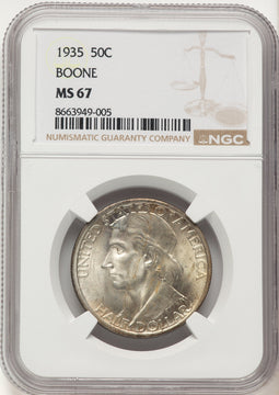 1935 50C Boone Commemorative Silver NGC MS67