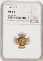 1886 G$1 Gold Dollar NGC MS64