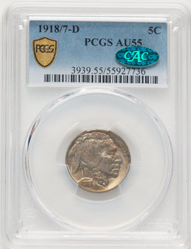 1918/7-D 5C CAC Buffalo Nickel PCGS AU55