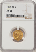 1912 $2.50 Indian Quarter Eagle NGC MS65