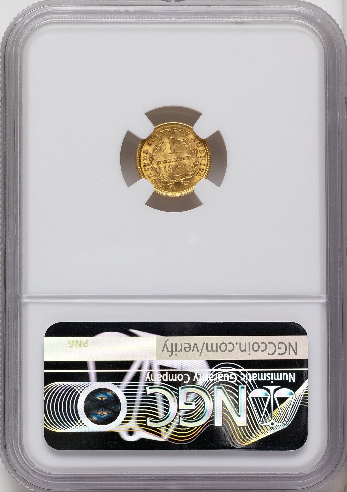 1854 G$1 T-1 Gold Dollar NGC MS64
