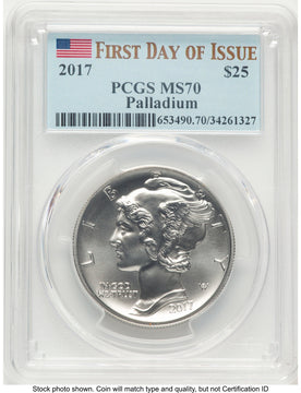 2017 Palladium Eagle 1 oz FDI Flag PCGS MS70