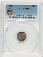 1860 3CS Three Cent Silver PCGS MS65