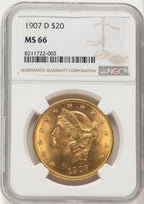1907-D $20 Liberty Double Eagle NGC MS66