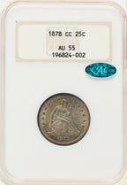 1878-CC 25C CAC Seated Quarter NGC AU55