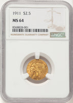 1911 $2.50 Indian Quarter Eagle NGC MS64