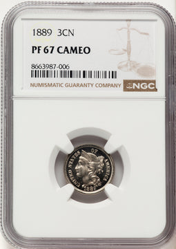 1889 3CN CA Proof Three Cent Nickel NGC PR67