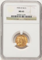 1925-D $2.50 Indian Quarter Eagle NGC MS65