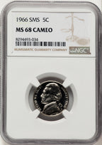 1966 5C SMS CA SMS Jefferson Nickel NGC MS68